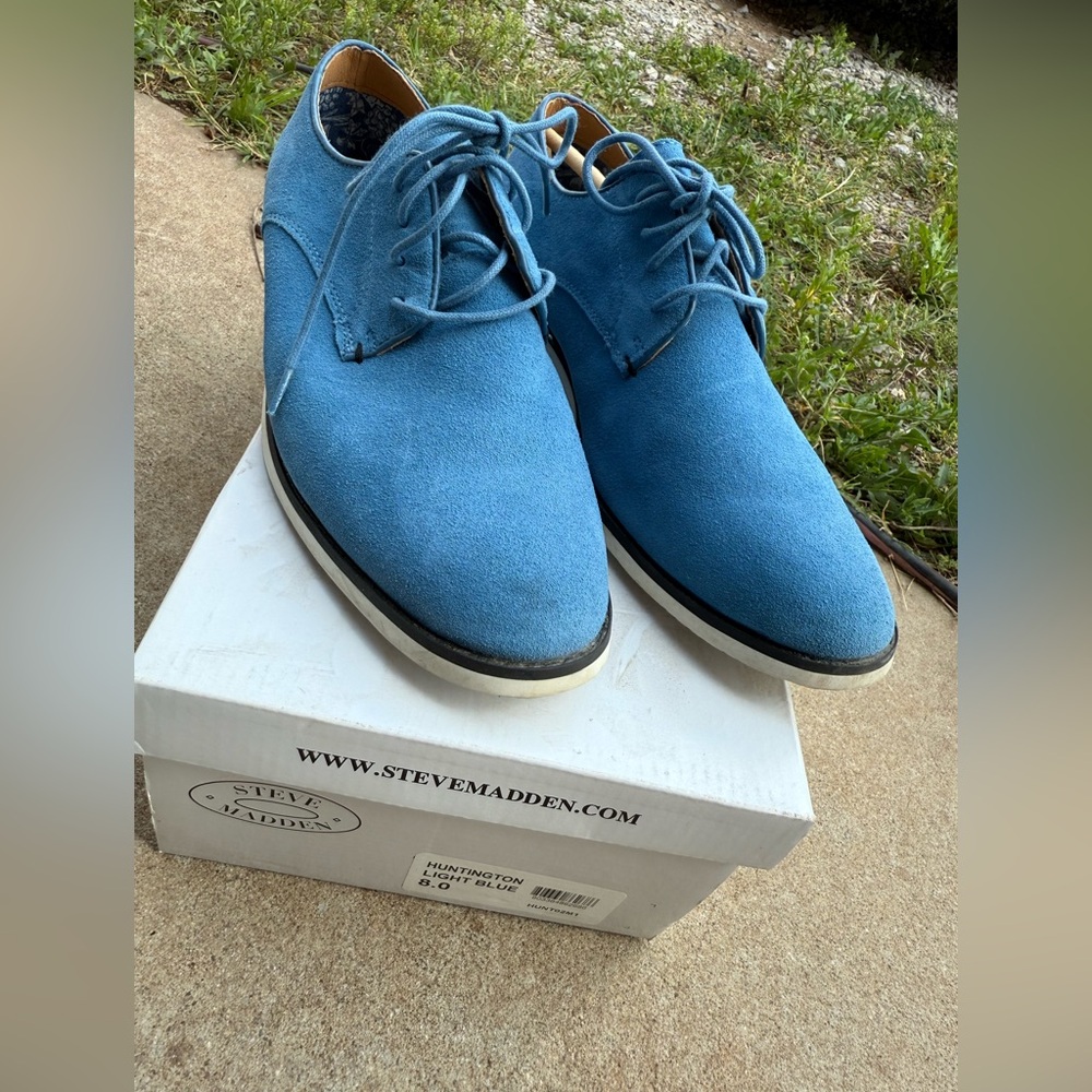 Steve Madden Men's Huntington Light Blue Suede Oxfords SZ 8